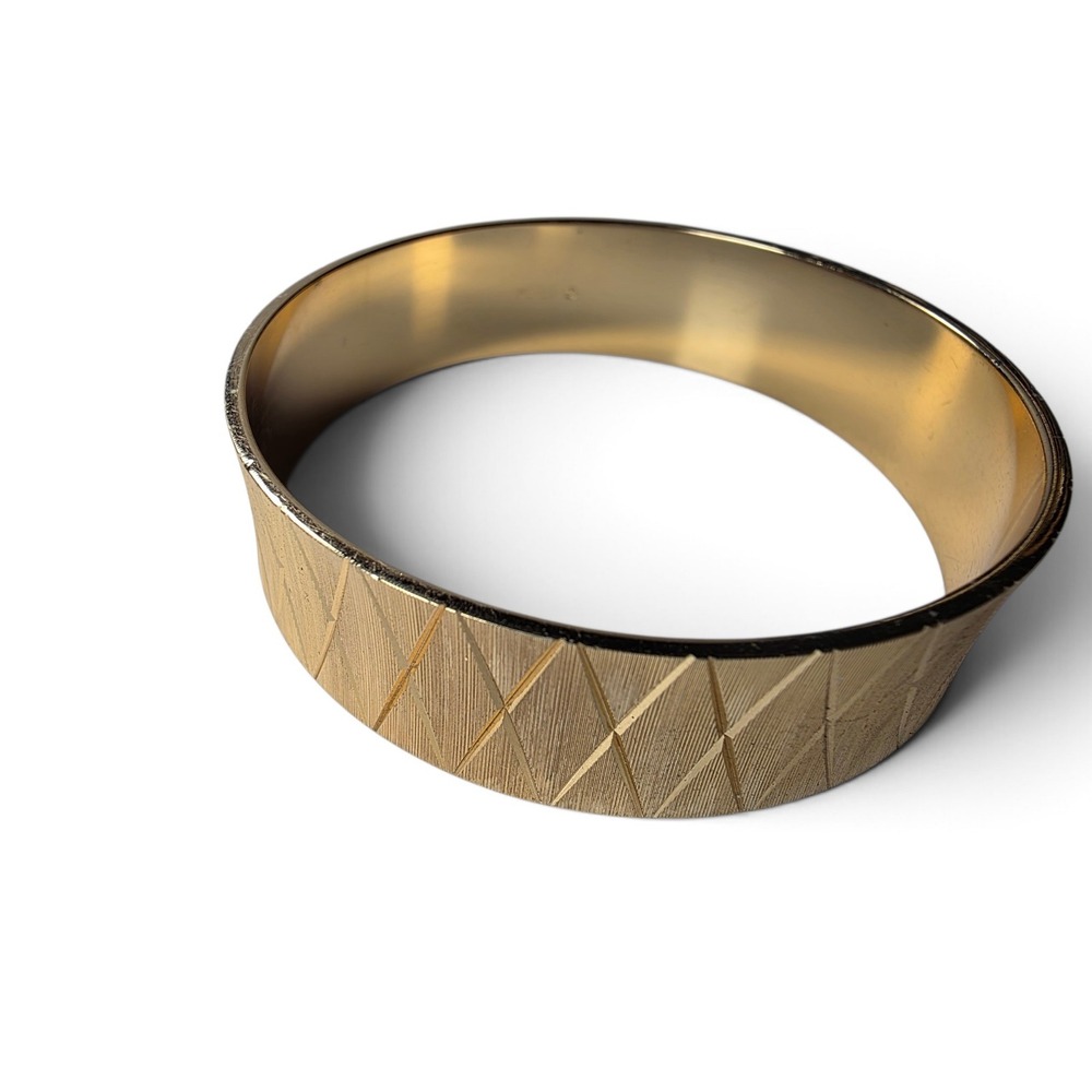 Vintage Monet Gold Plated Bangle Bracelet Mid Century Modern Boho Chic Bohemian